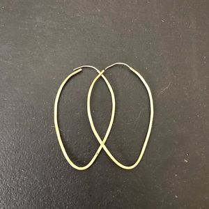 Brass hammered tear drop hoop earrings